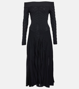 Alaia Off-shoulder jersey midi dress