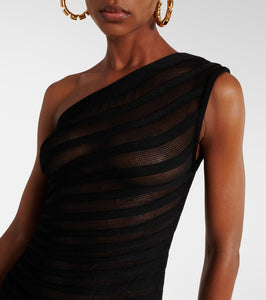 Alaia Open-knit ruched minidress