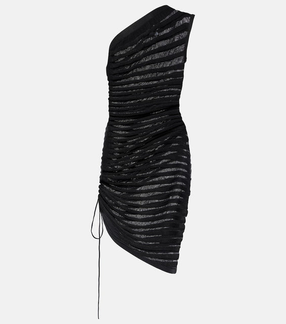 Alaia Open-knit ruched minidress