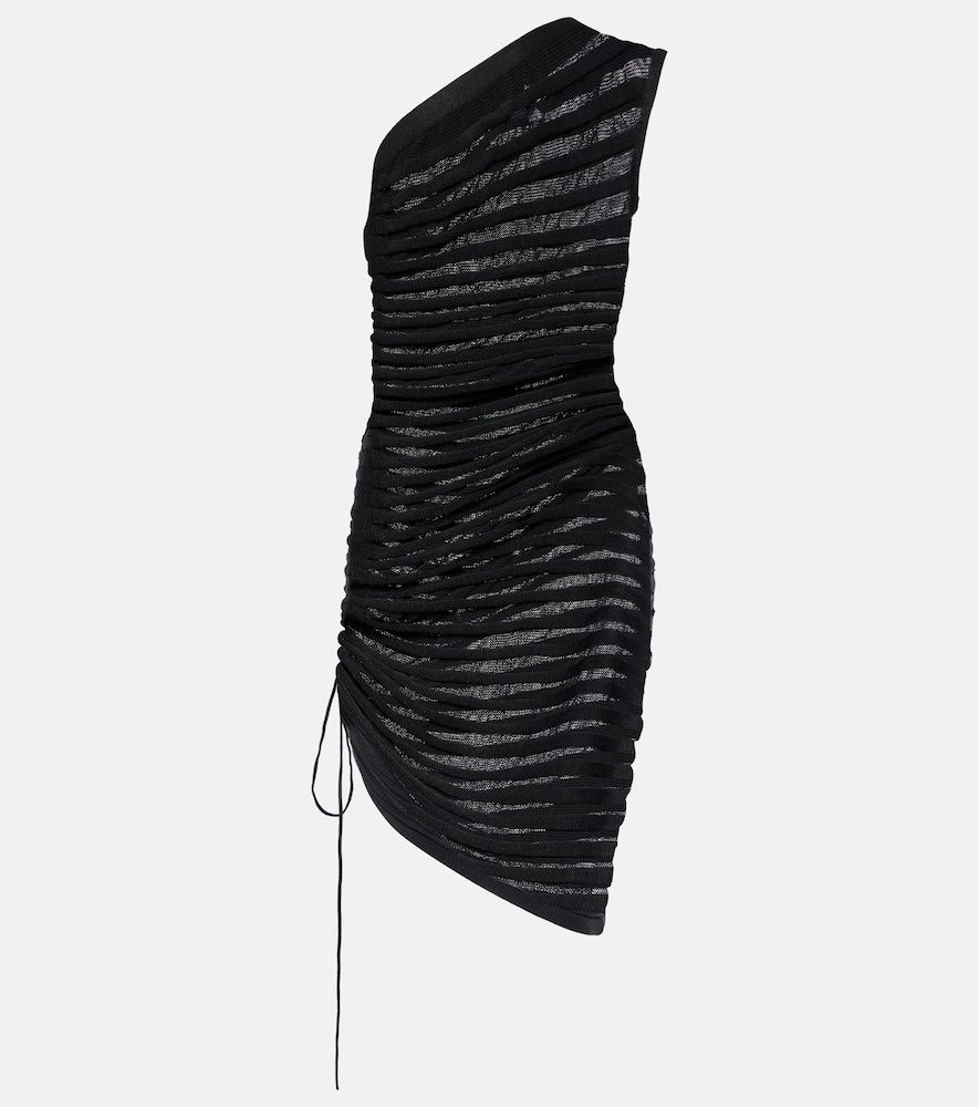 Alaia Open-knit ruched minidress. Alaia 镂空针织褶饰迷你连衣裙