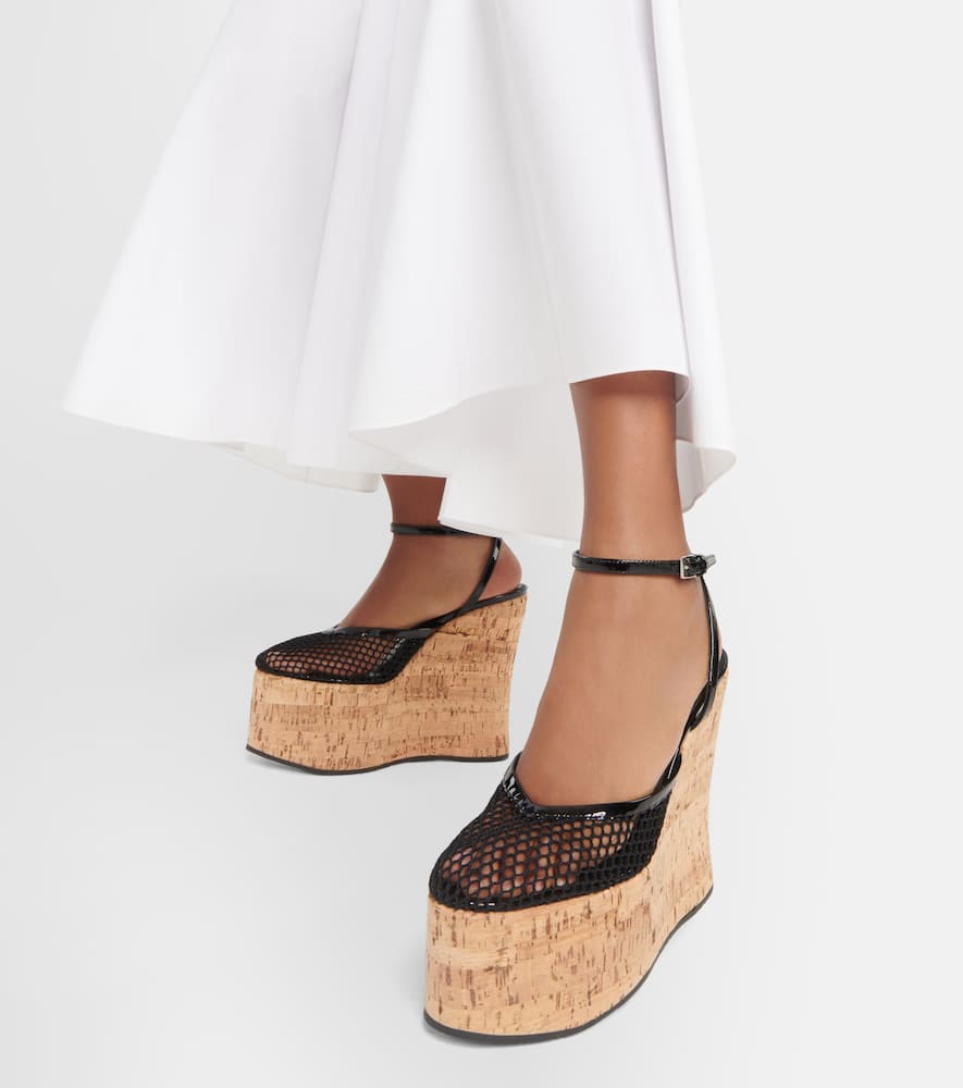 Alaia Patent leather and mesh wedge sandals