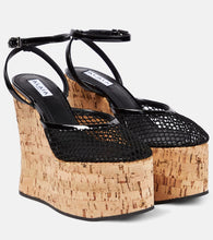 Alaia Patent leather and mesh wedge sandals