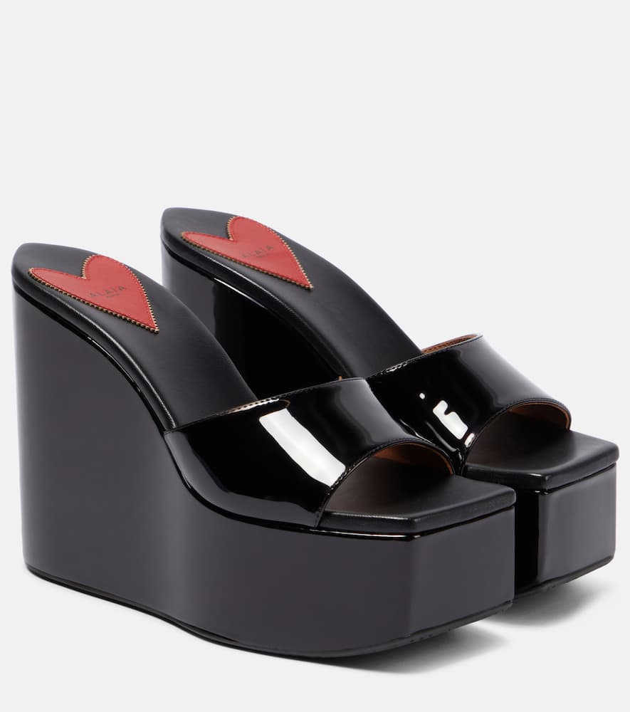 Alaia Patent leather platform wedge mules