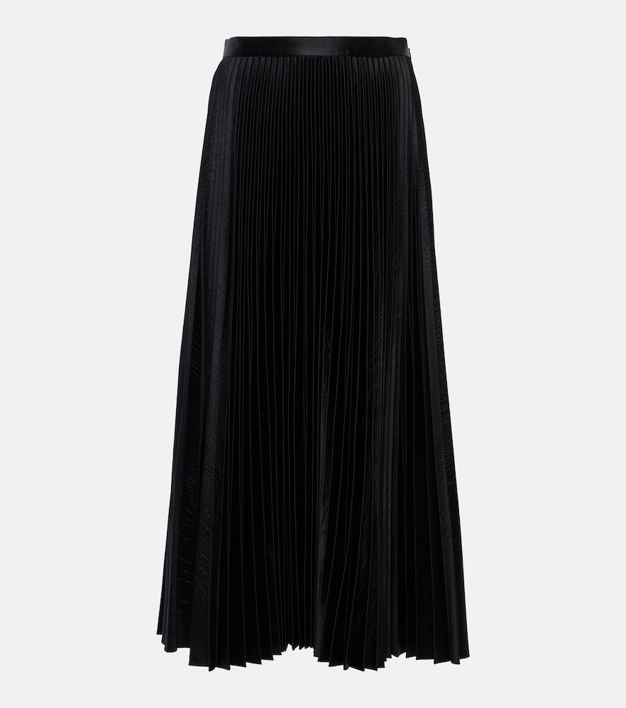 Alaia Pleated croc-effect satin midi skirt - Alaia 褶裥鳄鱼纹缎面中长裙