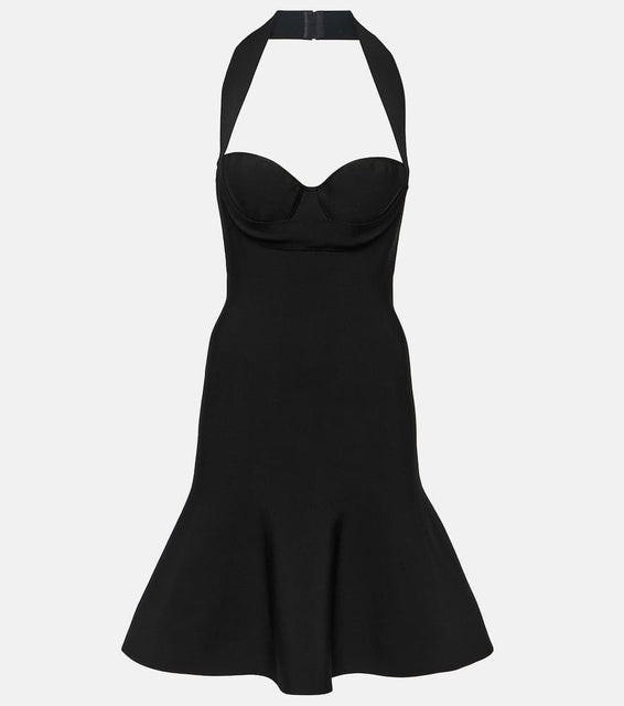 Alaia Ribbed-knit halterneck minidress
