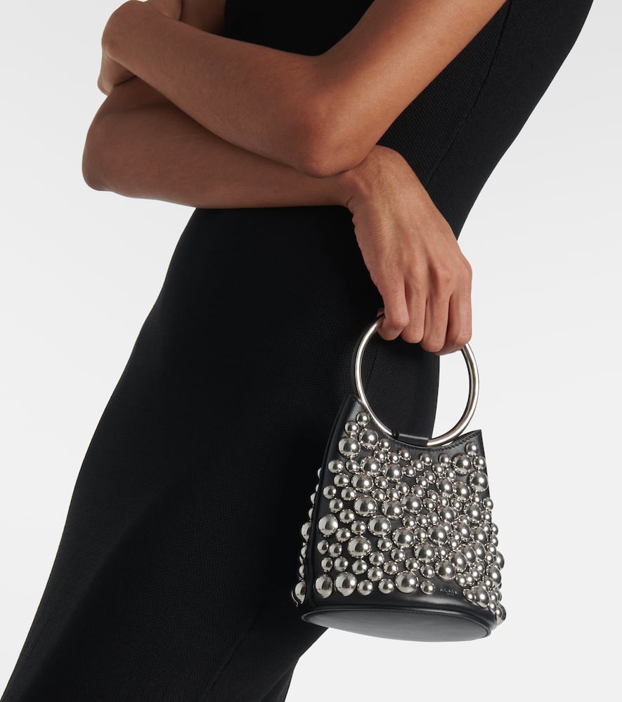 Alaia Ring Mini embellished leather bucket bag