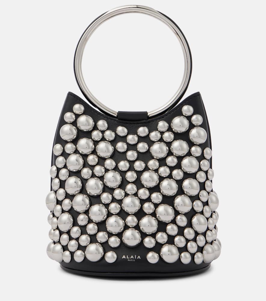 Alaia Ring Mini embellished leather bucket bag. Shop Alaia Top-Handle Bags for women now.