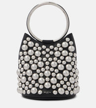 Alaia Ring Mini embellished leather bucket bag. Shop Alaia Top-Handle Bags for women now.
