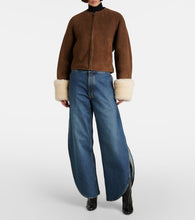 Alaia Shearling-trimmed suede jacket