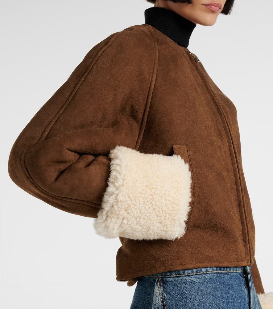 Alaia Shearling-trimmed suede jacket