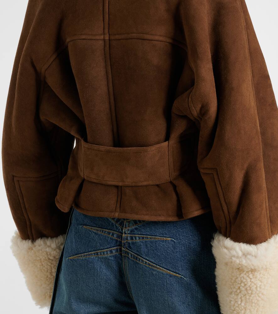 Alaia Shearling-trimmed suede jacket