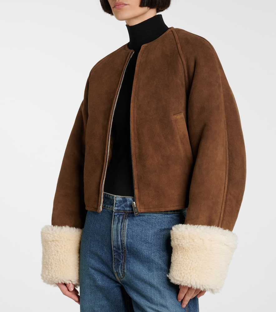 Alaia Shearling-trimmed suede jacket