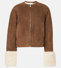 Alaia Shearling-trimmed suede jacket