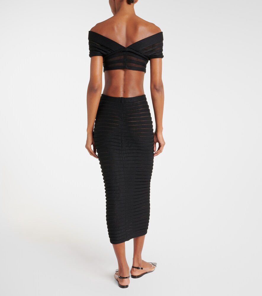 Alaia Skeleton knitted midi skirt
