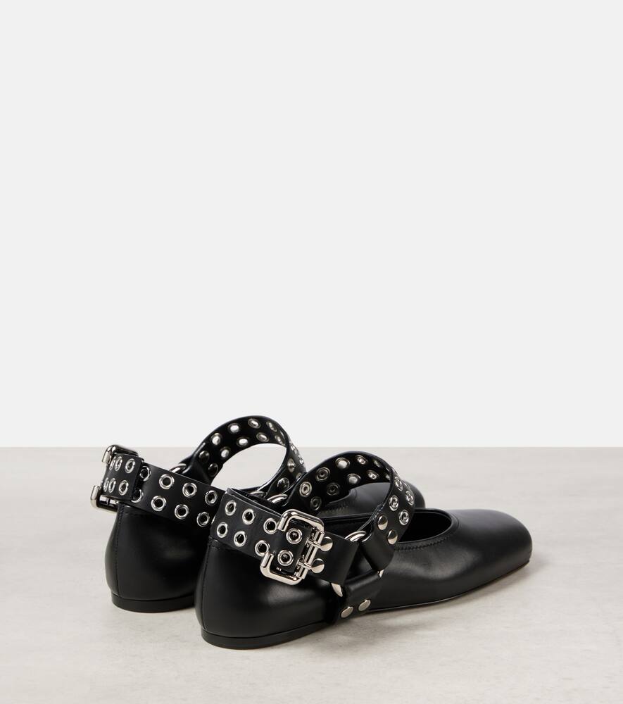 Alaia Studded leather Mary Jane flats