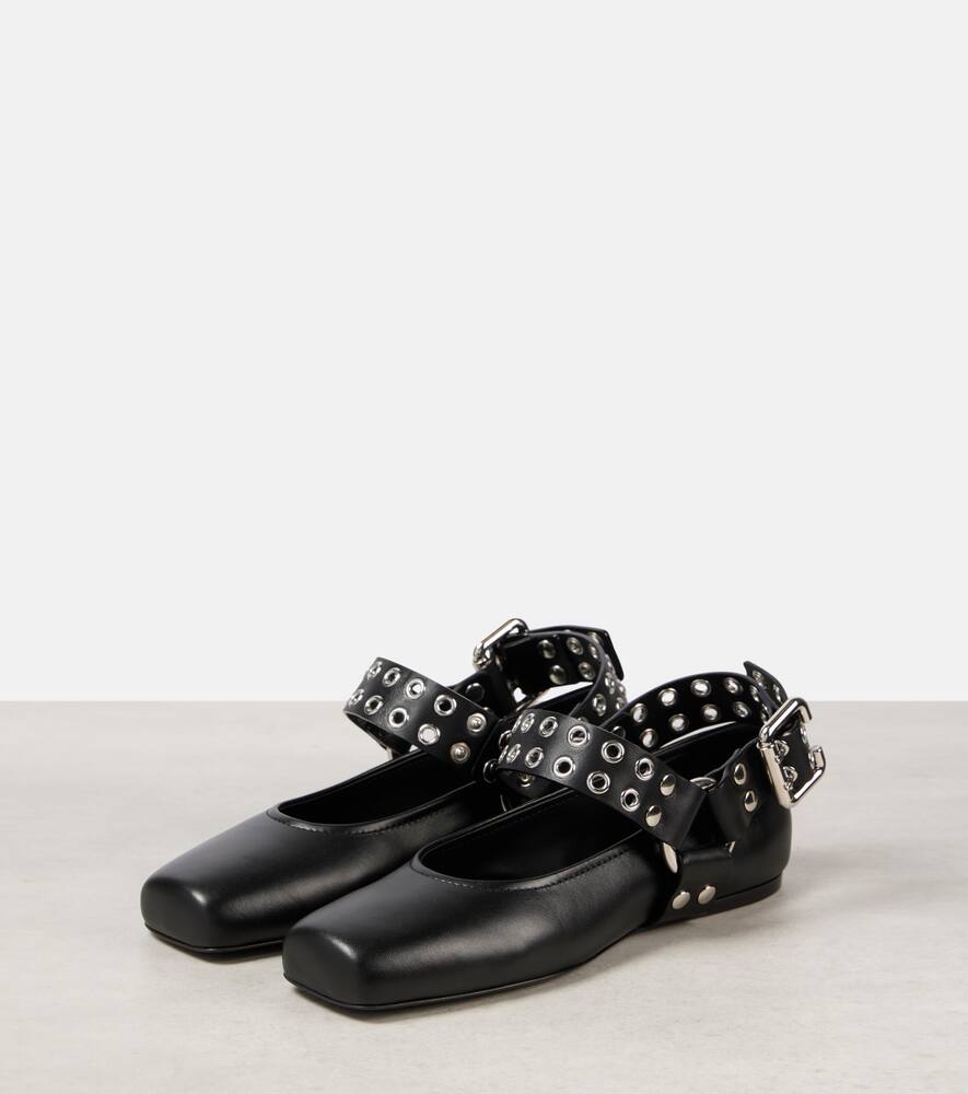 Alaia Studded leather Mary Jane flats