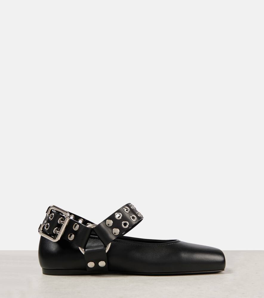 Alaia Studded leather Mary Jane flats