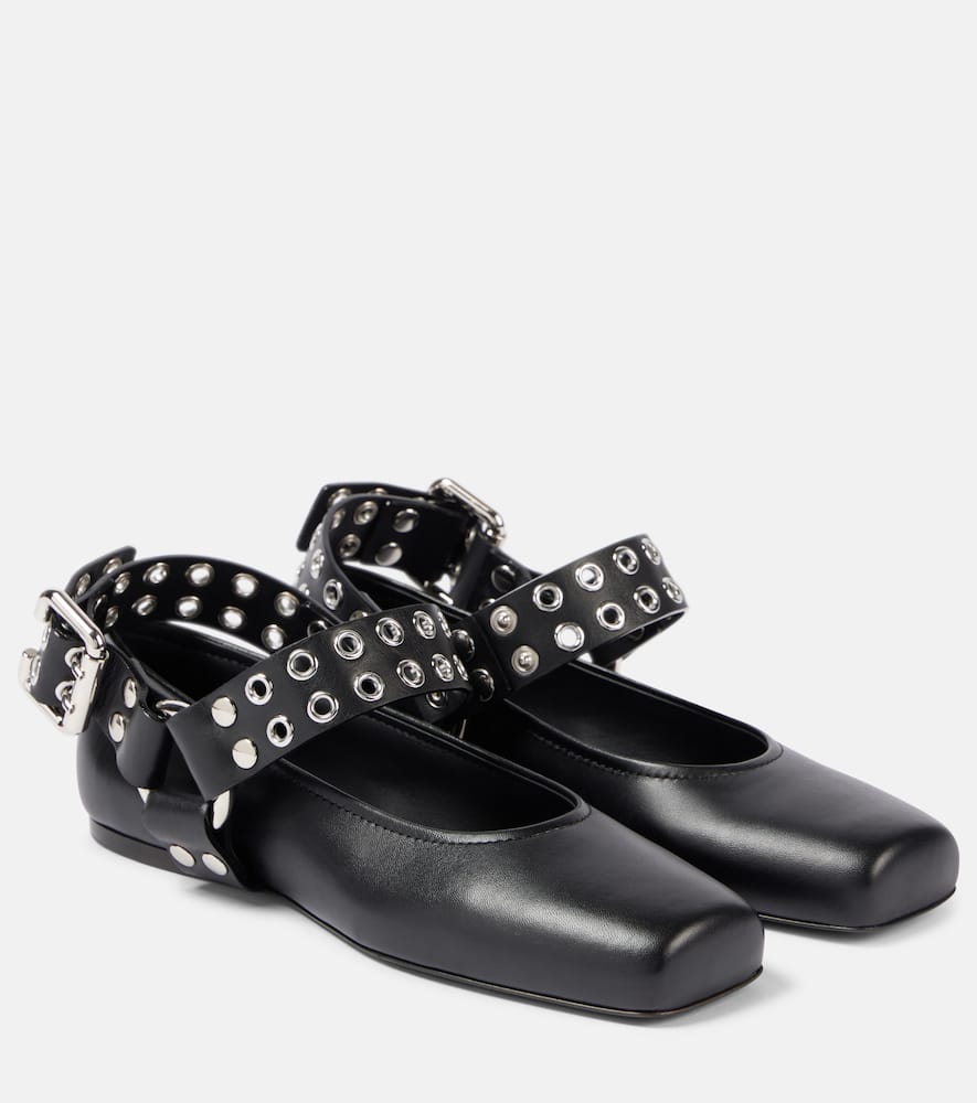 Alaia Studded leather Mary Jane flats
