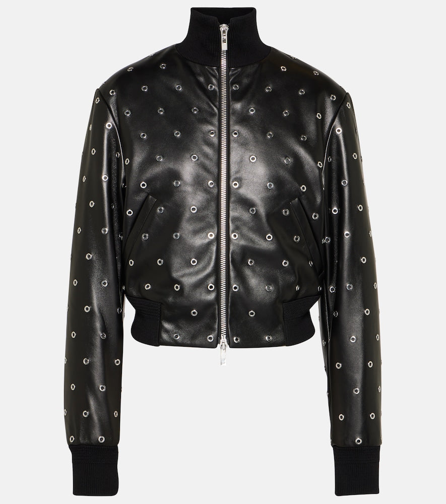 Alaia Studded leather bomber jacket - Alaia铆钉皮革飞行员夹克