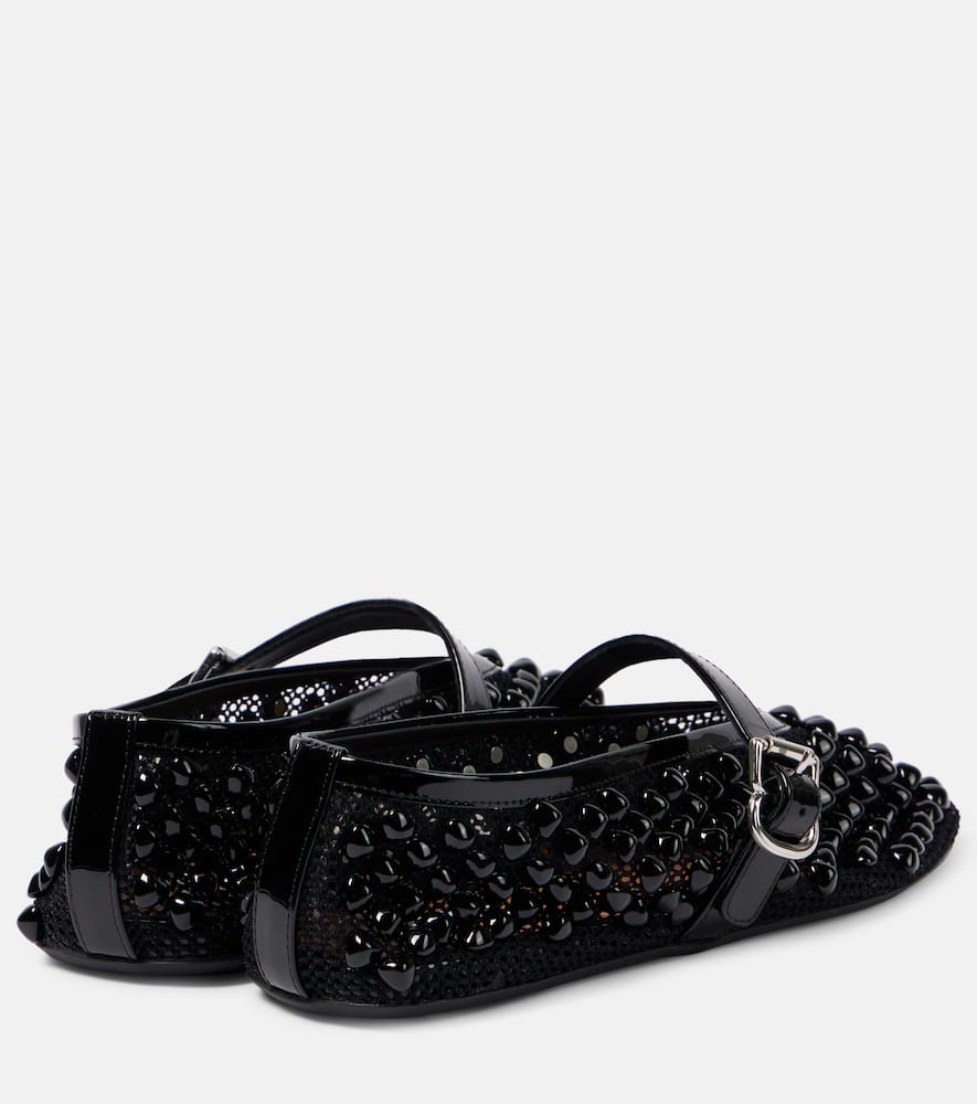 Alaia Studded mesh Mary Jane flats