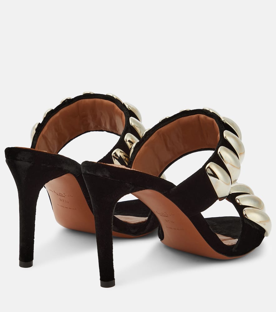 Alaia Tribale embellished suede mules