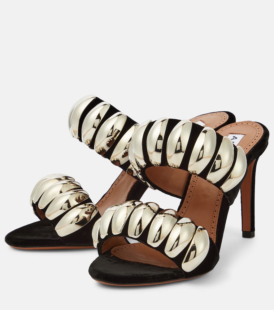 Alaia Tribale embellished suede mules