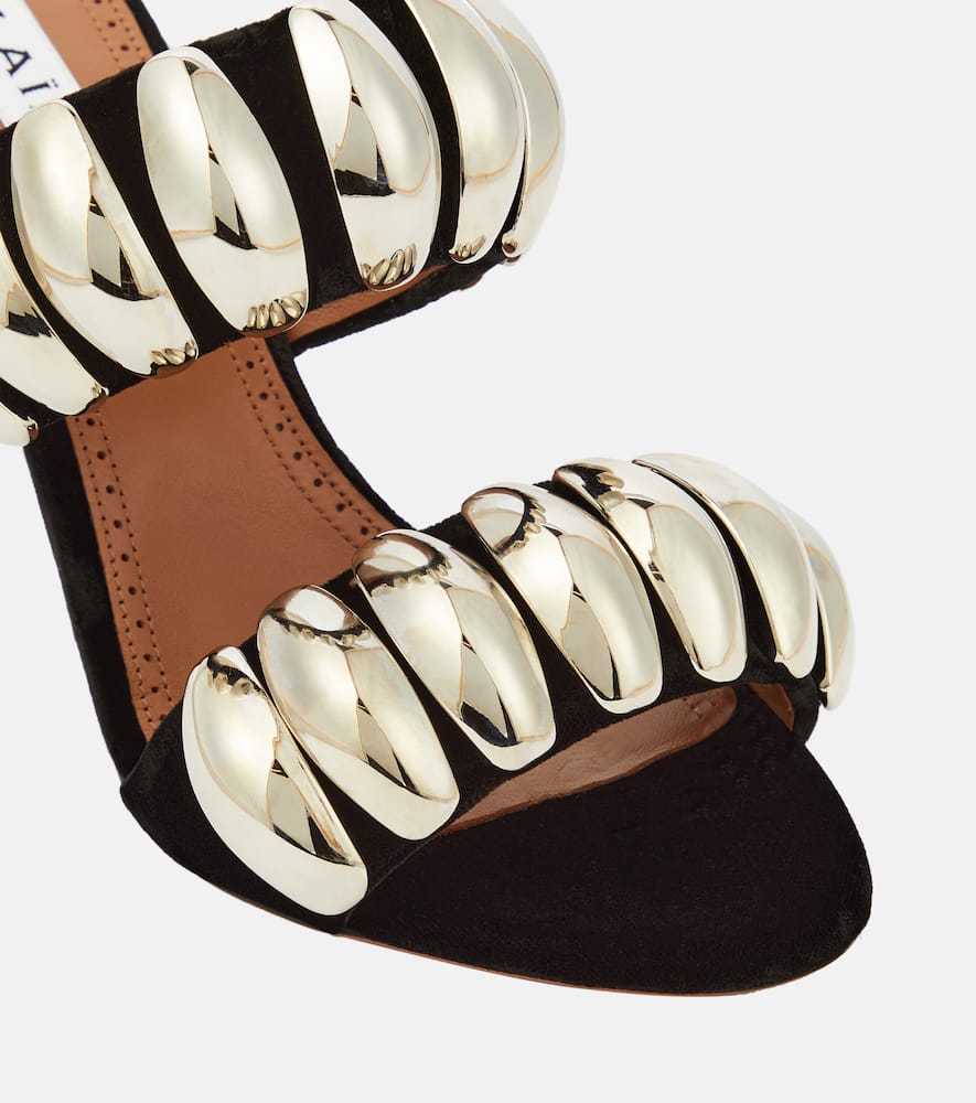 Alaia Tribale embellished suede mules