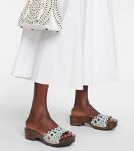 Alaia Vienne leather and wood slides