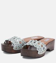 Alaia Vienne leather and wood slides