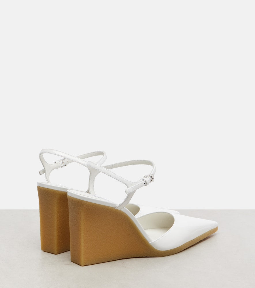 Alaia 90 patent leather wedge slingback pumps - White High-Heel Pumps