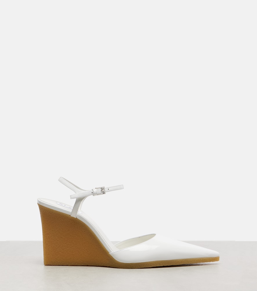 Alaia 90 patent leather wedge slingback pumps - White High-Heel Pumps