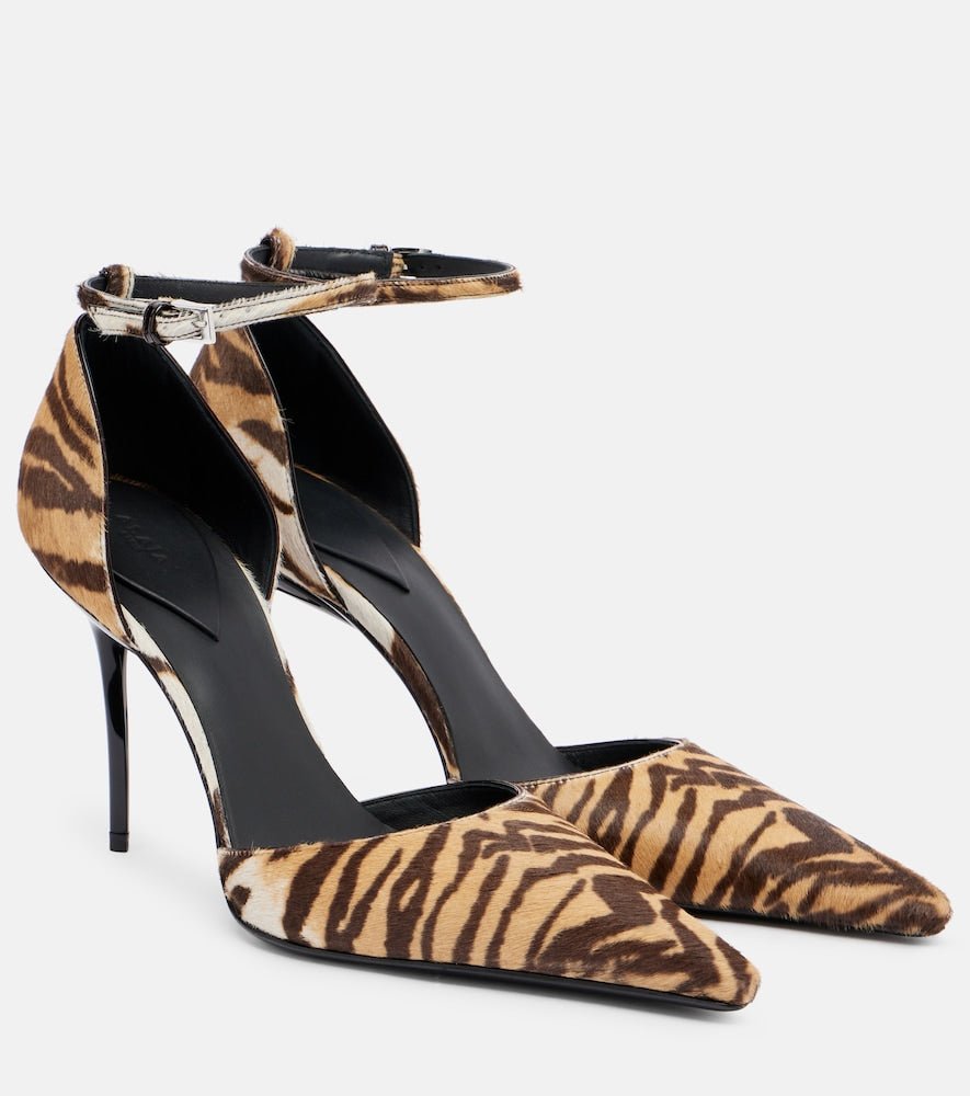Alaia 90 tiger-print calf hair pumps (Brown) - High-Heel Pumps
