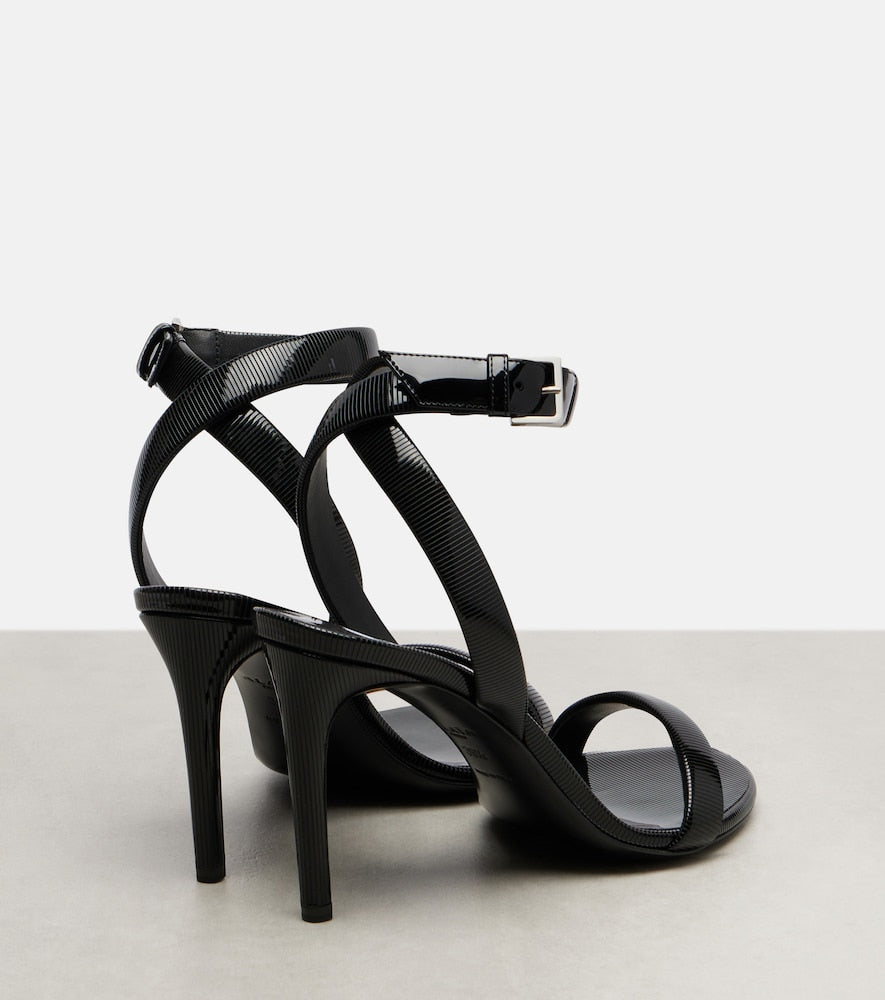 Alaia Chain trompe loeil patent leather sandals in Black - Heeled Sandals