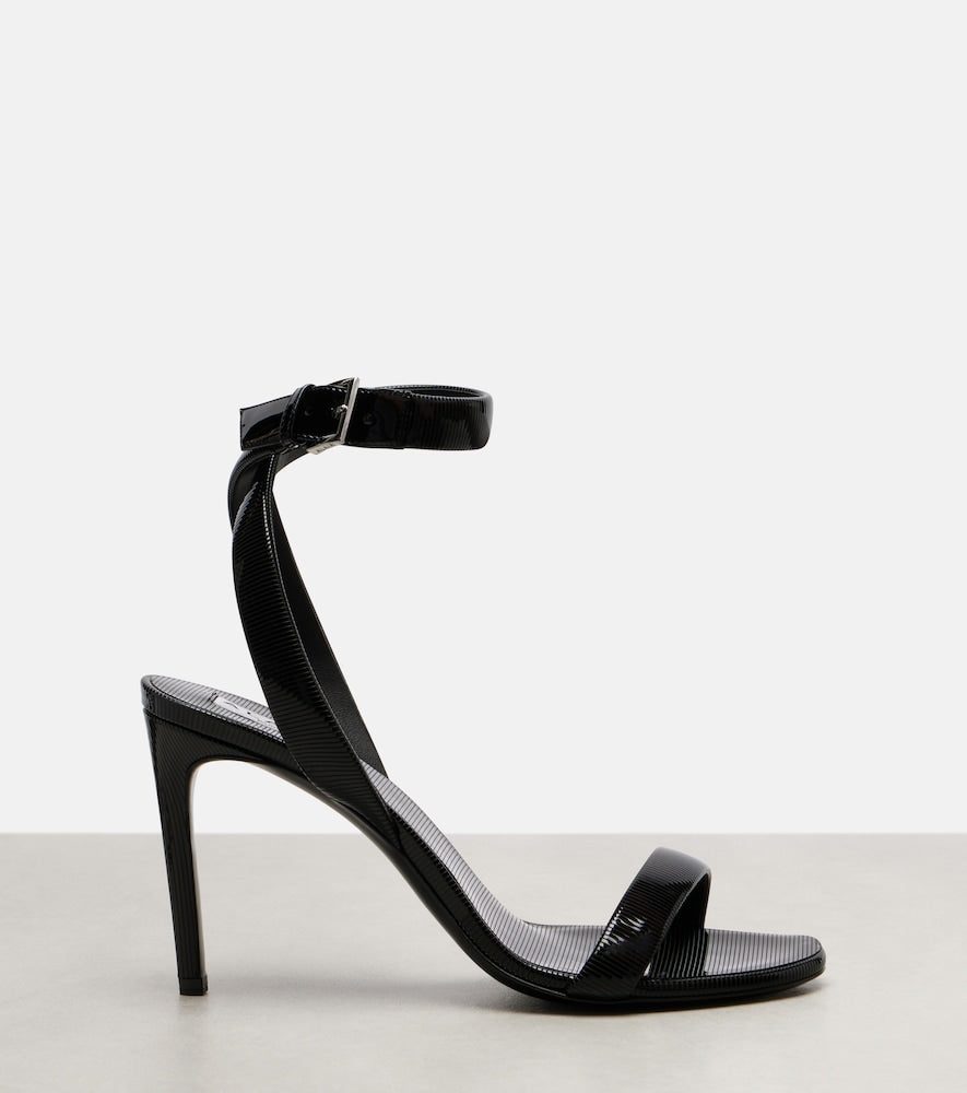 Alaia Chain trompe loeil patent leather sandals in Black - Heeled Sandals