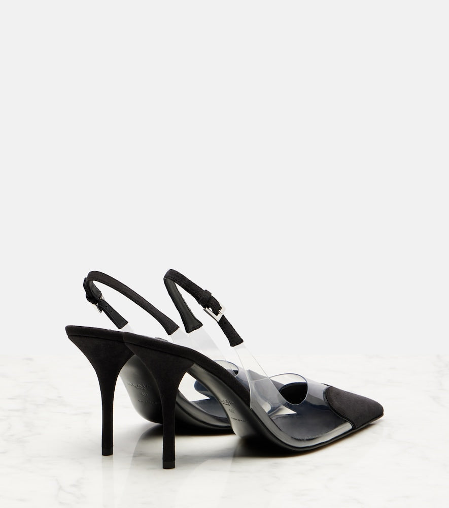 Black Alaia Coeur 90 suede and PVC slingback pumps - High-Heel Pumps