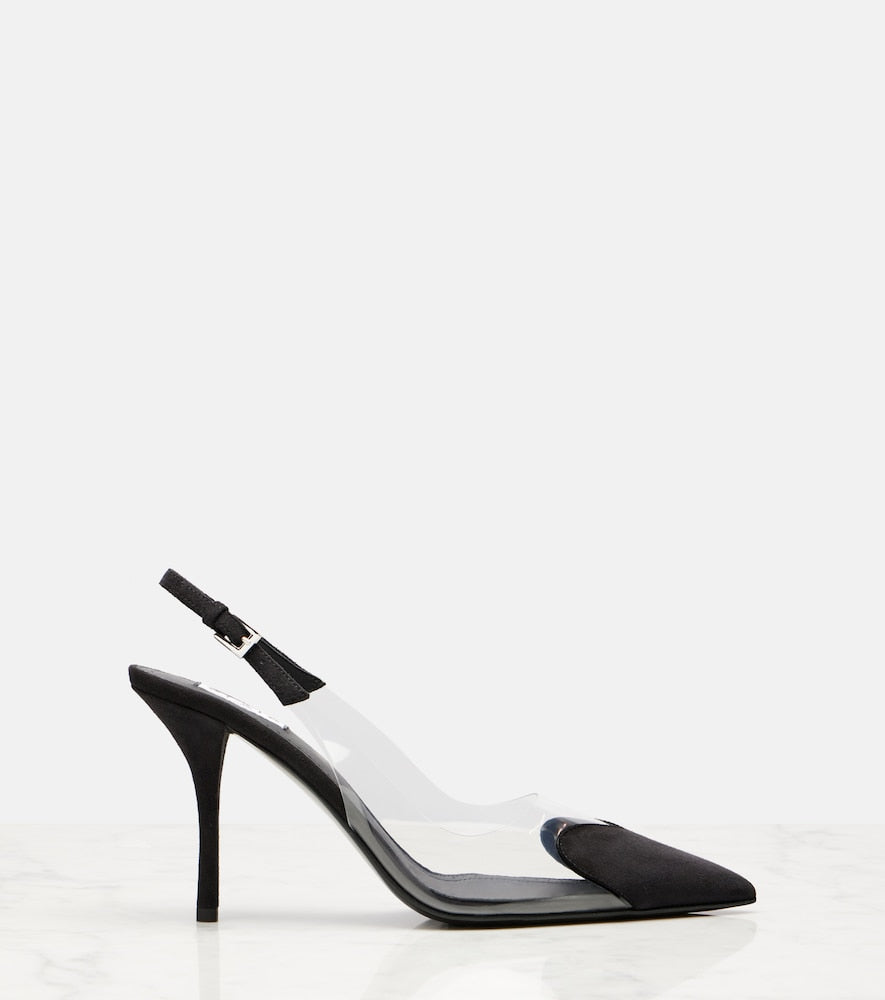 Black Alaia Coeur 90 suede and PVC slingback pumps - High-Heel Pumps