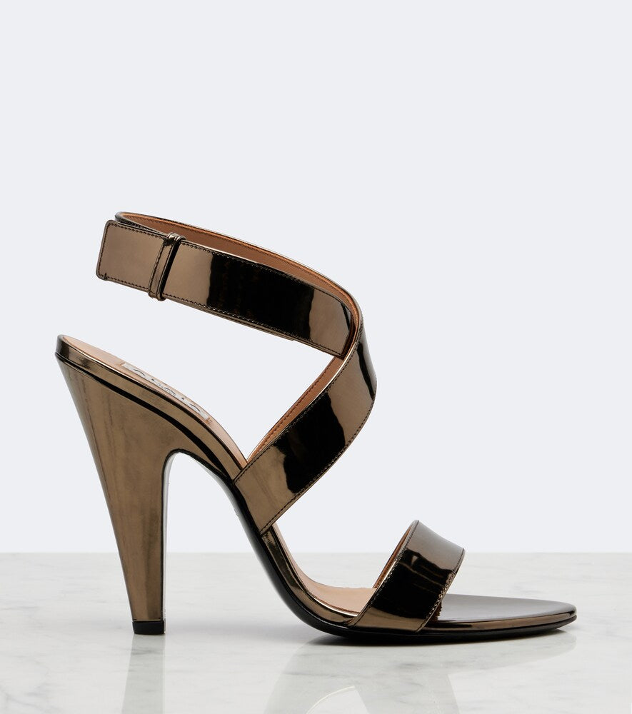 Alaia Cone mirrored leather sandals in Brown - Heeled Sandals