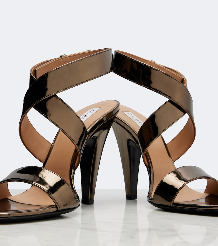 Alaia Cone mirrored leather sandals in Brown - Heeled Sandals