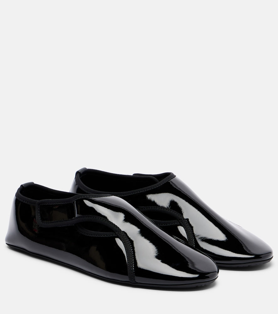 Alaia Criss Cross leather-trimmed ballet flats - Black Ballerina Flats
