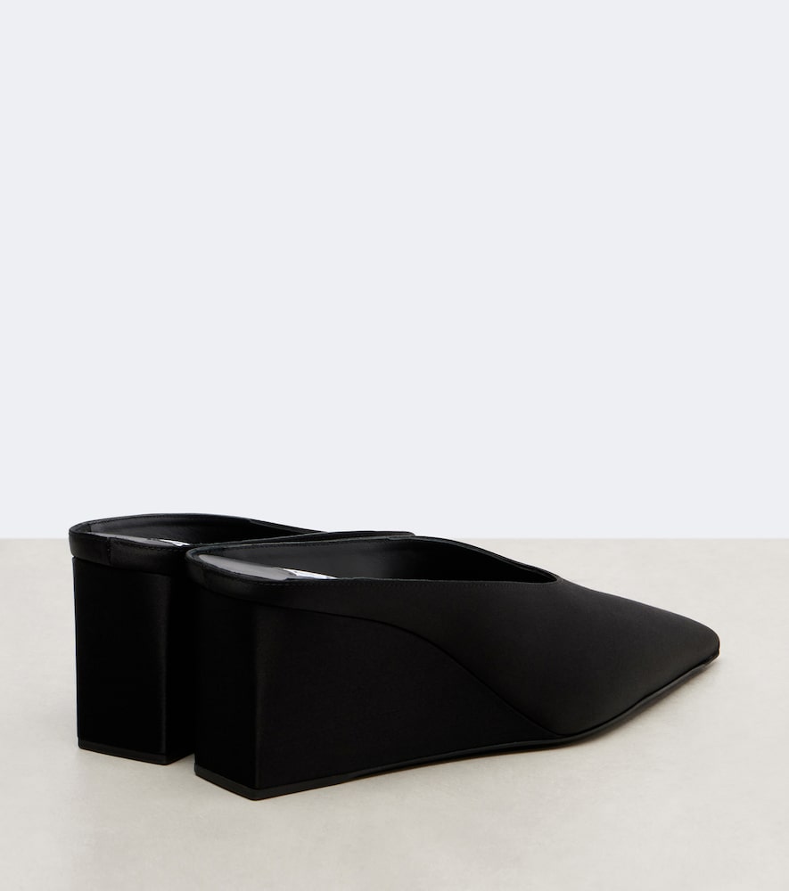 Alaia Cube 75 satin wedge mules - Black Mid Heel Pumps