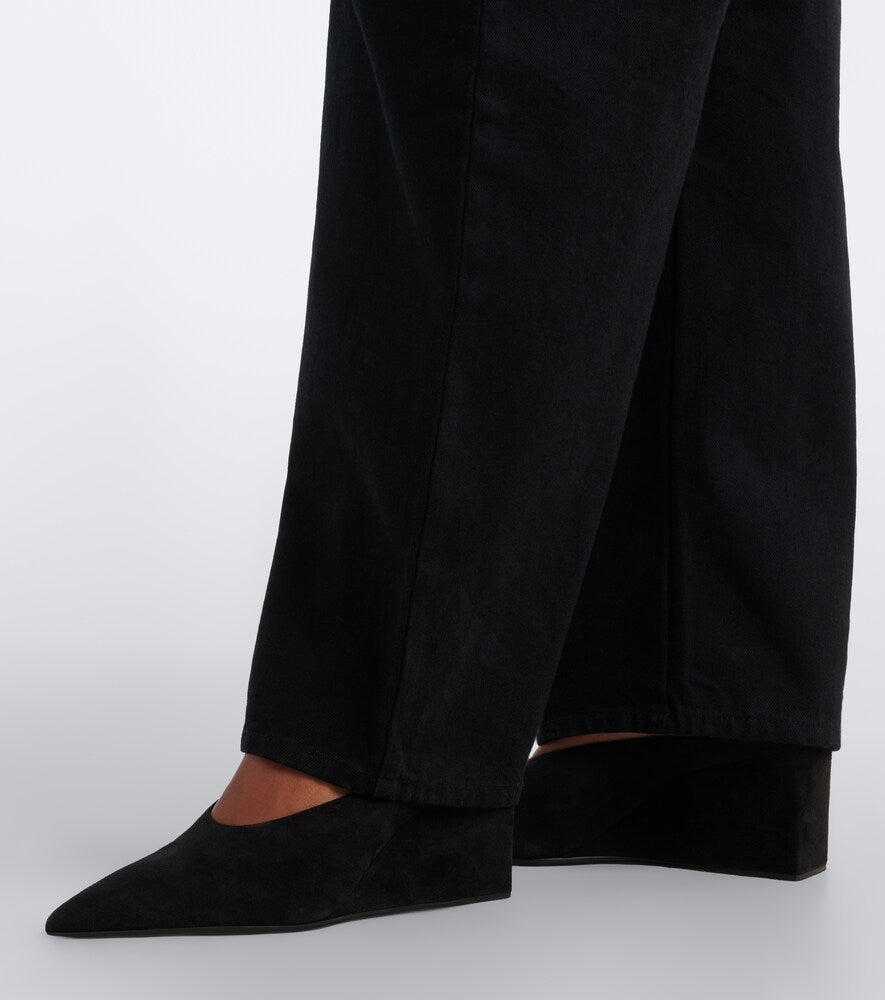 Alaia Cube 75 suede wedge mules (Black) - Mid Heel Pumps