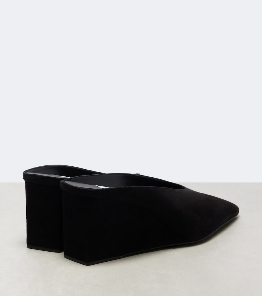 Alaia Cube 75 suede wedge mules (Black) - Mid Heel Pumps