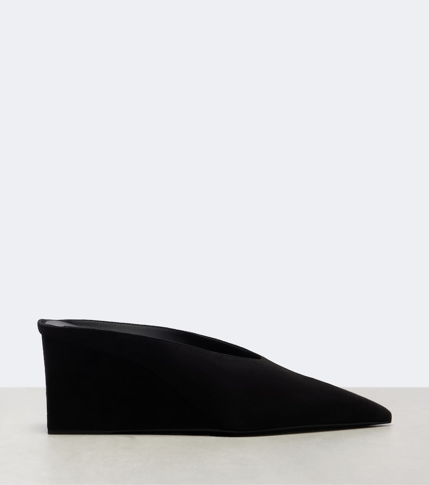 Alaia Cube 75 suede wedge mules (Black) - Mid Heel Pumps