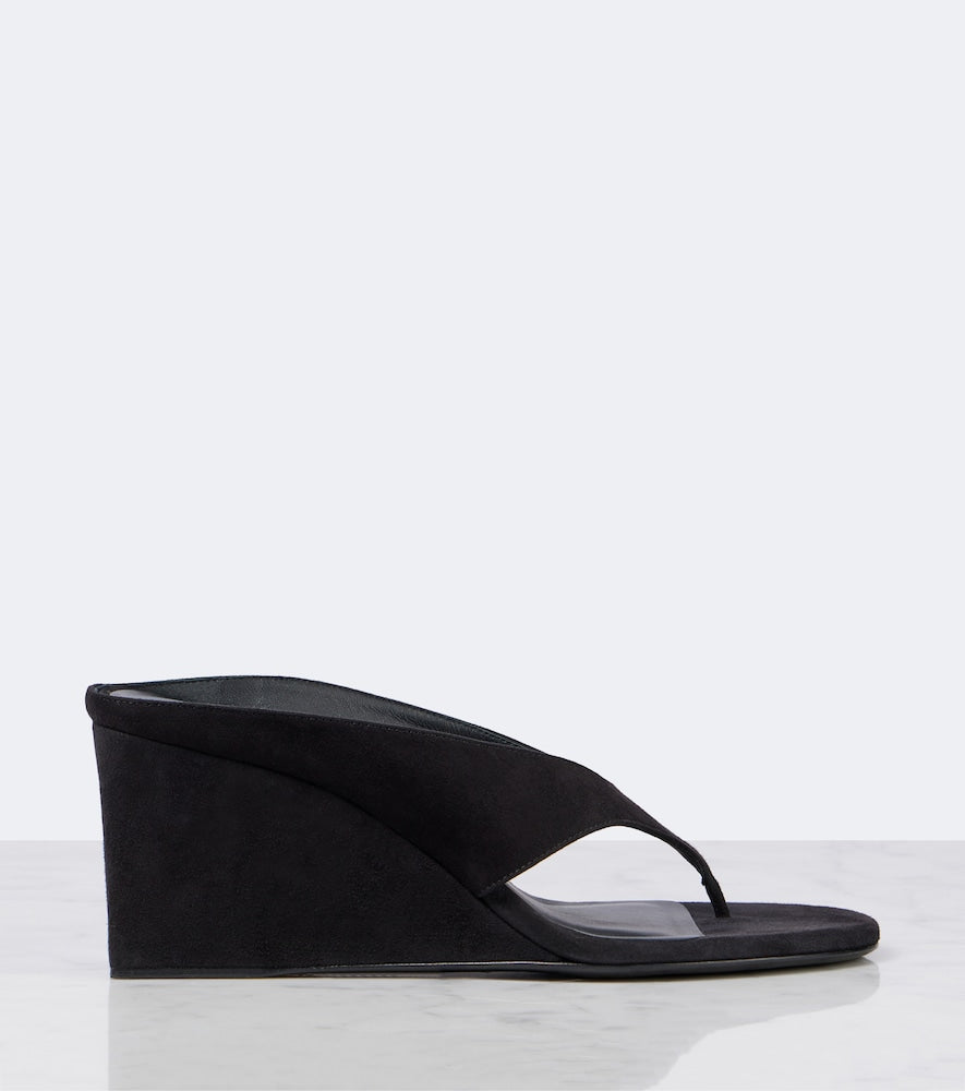 Alaia Cube 75 suede wedge thong sandals in Black - Heeled Sandals
