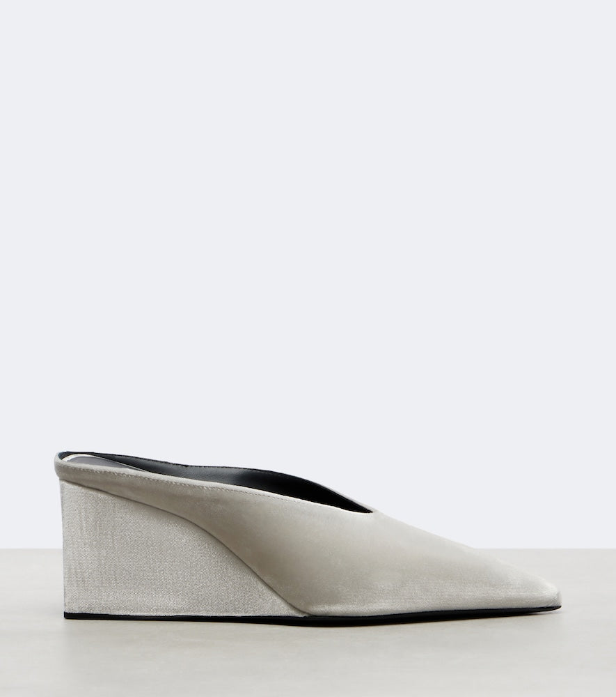 Alaia Cube 75 velvet wedge pumps (Silver) - Mid Heel Pumps