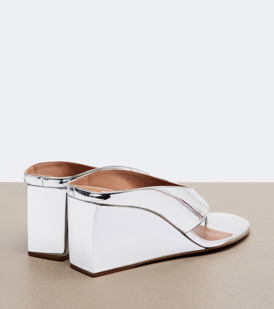 Alaia Cube mirrored wedge thong sandals (Silver) - Heeled Sandals