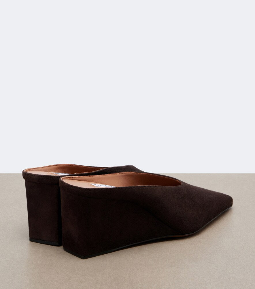 Brown Alaia Cube suede wedge mules - Mid Heel Pumps