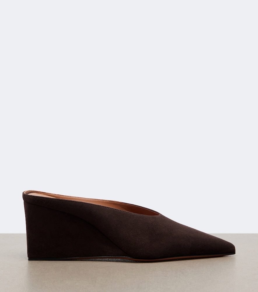 Brown Alaia Cube suede wedge mules - Mid Heel Pumps