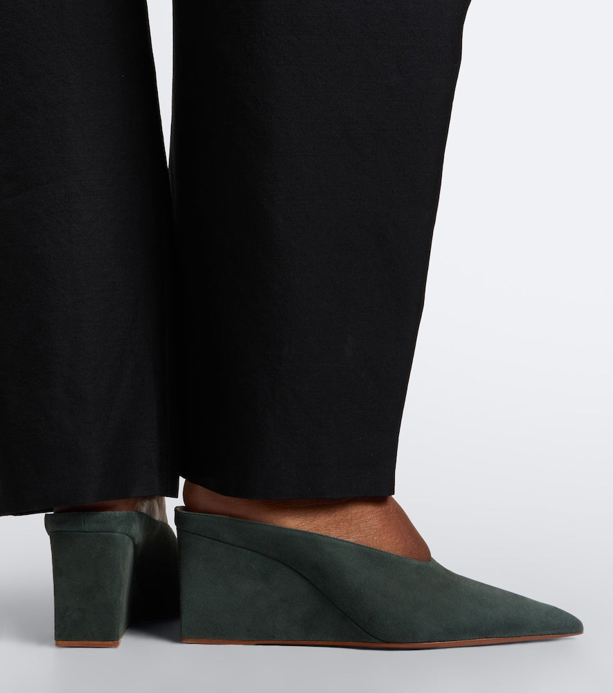 Alaia Cube suede wedge mules (Green) - Mid Heel Pumps