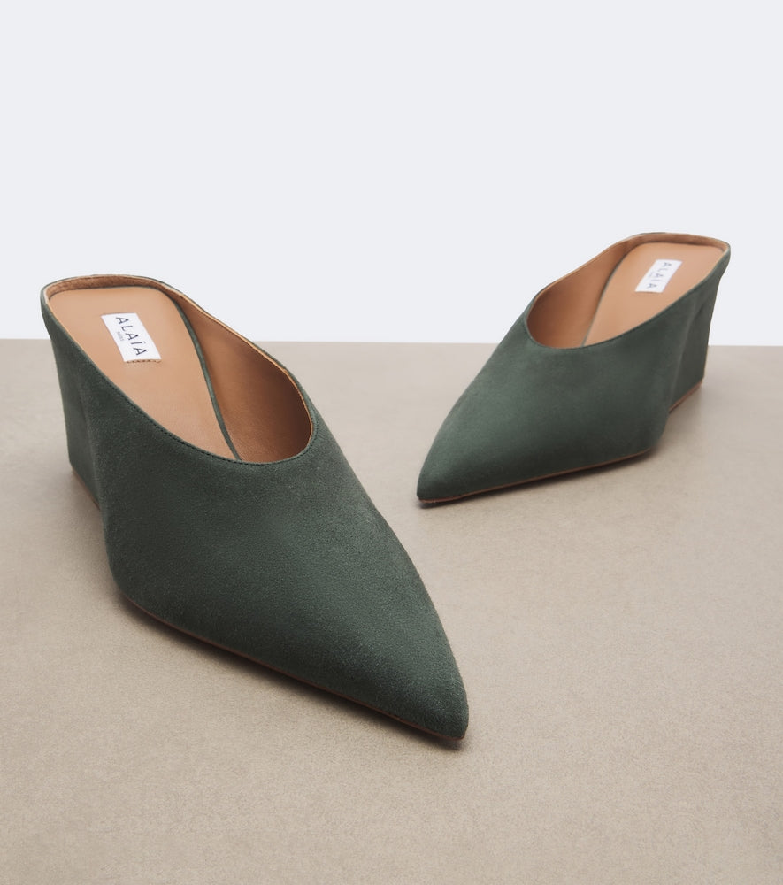 Alaia Cube suede wedge mules (Green) - Mid Heel Pumps